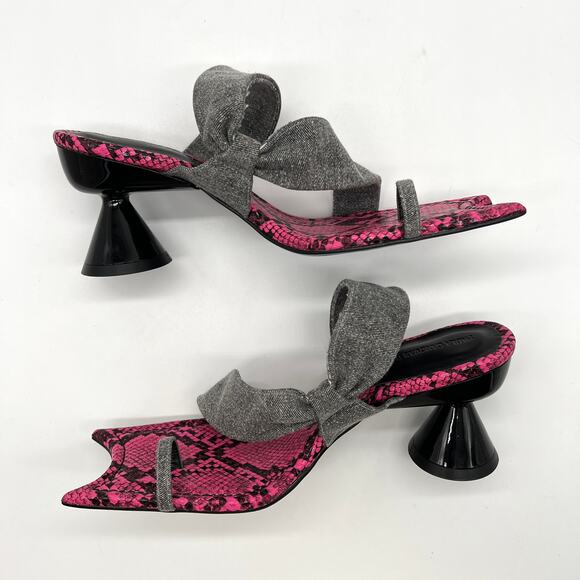 PAULA CANOVAS DEL VAS Diablo 90 Asymmetric Denim Strap Sandal